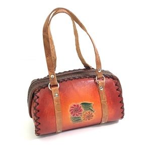 MINI Leather Satchel Souvenir Floral Stamped PURSE